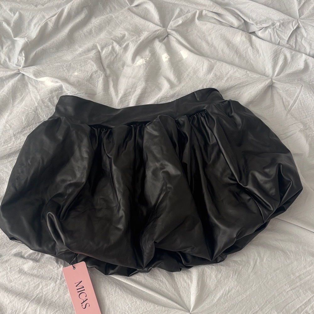 Faux Leather Bubble Skirt